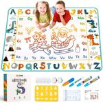 TECJOE Water Doodle Mat, 59 × 35 Inches Large Kids Painting Writing Water Drawing Mat, Mess Free Reusable Toddler Gift for Age 3 4 5 6 7 Years Old Girls Boys, Educational Toys Bring Magic Pens