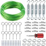 hannger M5 Turnbuckles for Cables Wire - 100ft PVC Coated Steel Cable 1/8" Heavy Duty Metal Cable & Wire Rope for String Light Hanging Kit/Curtain Wire/Clothes Line/Garden Wire/Shade Sails Outdoor Set