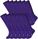 Haysandy 12 Pairs Soccer Socks Bulk Youth Kids Unisex High Long Tube Football Softball Baseball Team Sport Sock(Purple)