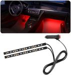 povtii Car LED Strip Light, 24 LED RGB Auto Under Dash Interior Atmosphere Lights, Cigarette Lighter Decorative Lamp Ambient Night Light, Universal Lighting Kit Car Accessories (Red)