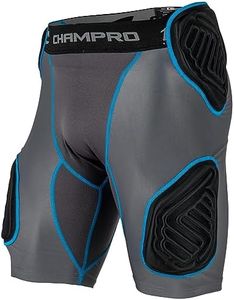 CHAMPRO Men's Bull Rush 5-Pad Integrated Football Girdle, Padded Compression Shorts