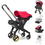 OBaby Car Seat & Travel Stroller Flame Red - Convertible 0+ Car Seat and Pram with 5 Point Safety Harness - Ergonomic Pushchair and Travel System - ISOFIX Base Sold Separately (Red)