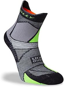 Hilly Unisex Marathon Fresh - Anklet Med Cushioning, Running Sock, Black/Grey/Lime Geen, S UK