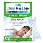 Clear Passage Nasal Strips Extra Strength, Clear, 50 ct | Works Instantly to Improve Sleep, Reduce Snoring, Relieve Nasal Congestion Due to Colds & Allergies (Extra Strength)