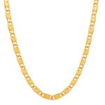 DMJ 24Inch Premium (H.Q) Finely Detailed Chain in Gold Plating Gold-Plated Brass Chains | Accessories Jewellery | Neck Chains (SQUARE LINE CHAIN)