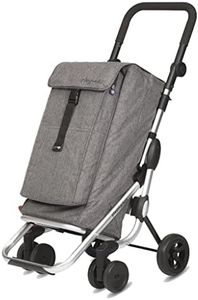 Playmarket Go Up Carro de la Compra Plegable con Bolsa Exterior Desmontable y Bolsillo Lateral de Rejilla, Color Gris