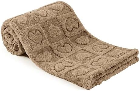 gogobunny Calming Plush Dog Cat Blanket 300GSM Coral Fleece, Ultra-Soft Machine Washable Pet Bedding for Small Medium Dogs Cats Puppies Kittens (Brown, 60x80)