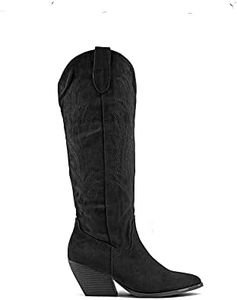 MODELISA - Bota Alta Campera Cowboy Tacón Ancho Mujer (Negro, Sistema tallas calzado EU, Adulto, Mujer, Números, mediano, 36)