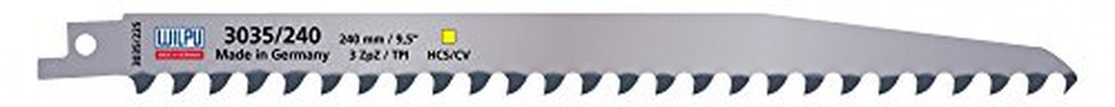 Wilpu 5 Reciprocating Saw Blades for Wood and Plastic 240 x 19 x 1.27 mm Teeth 3