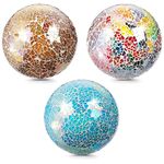 TOPZEA Set of 3 Decorative Glass Balls, 4 Inch Colorful Glass Mosaic Sphere Bowl Filler Orbs Set Ornaments Decoration for Centerpieces Bowls, Vase, Tray, Dinning Room Coffee Table Decor