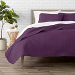 Bare Home Premium 2 Piece Quilt Set - Twin/Twin Extra Long Size - Coverlet Set - Diamond Stitched Bedspread - Ultra-Soft Luxurious Lightweight All Season Bedspread (Twin/Twin XL, Plum)