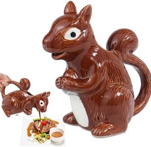 ISTOOLL Squirrel Gravy Boat, 6 Oz Ceramic Sauce Boat for Gravy, Warming Sauces, Salad Dressings, Milk, Novelty Gift for Animal Lovers