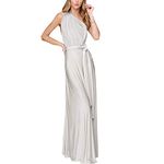 Womens Sexy Convertible Multi Way Wrap Transformer Solid Cocktail Off Shoulder Wedding Bridesmaid Evening Long Maxi Dress Floor Length Bandage Pageant Prom Ball Gowns Light Gray XL