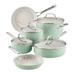 KitchenAid - 10-Piece Hard Anodized Nonstick Ceramic Cookware Set (Pistachio)