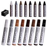 SEISSO Furniture Repair Kit, Set of 17, 8 Wood Markers and 8 Wax Sticks with Sharpener for Scratches, Blemishes, Damage On Wood Floors, Tables, Desks, Bedposts, Touch Up Cover Up