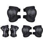 Kids Sports Protective Gear Set,6 PCS Wrist Guard Knee Elbow Pads for Children Protection Skateboard Inline Roller Skating Biking Riding Scooter,Black