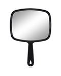 PROTECLE Large Hand Mirror, Salon Barber Hairdressing Handheld Mirror with Handle (Square Black 10.3"x7.4")