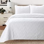 Cozy Line Home Fashions Chevron Zig Zag Solid White 100% Cotton Bedding Quilt Set, Reversible Coverlet, Bedspread for Bedroom Guestroom(Chevron - White, Twin - 2 Piece)