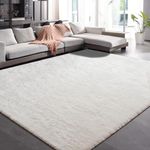 5' x 7' Area Rugs for Bedrooms, Fluffy Rugs for Living Room Decor, Ultra Soft Anti Slip Shag Fuzzy Carpets，Washable Large Area Rugs for Nursery, Kids, Girls, Boys (Off-White, 5' x 7' (Rectangular))