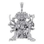 Akshat Sapphire Sterling Silver (92.5% purity) God Panchmukhi Hanuman Pendant for Men & Women Pure Silver Lord Panchmukhi Hanuman (Big Size) Locket for Good Health & Wealth