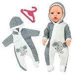 Aolso Baby Doll Clothes for 14-18 Inch Doll 35-45 cm Baby Doll, New Doll Clothes Outfits, Sweet Outfits Hooded Jumpsuit with 1 Coat hanger, New Born Baby Dolls Girls Birthday (Elephant)