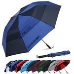 G4Free 62inch Portable Golf Umbrella Automatic Open Large Oversize Vented Double Canopy Windproof Waterproof Sport Umbrellas(Blue/Navy)