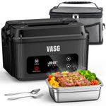 VASG Cordless Heated Lunch Box for Adults, 12000 mAh Electric Lunch Box with 360° Surround Rapid Heating, 1.2L XXL Portable Food Warmer with Timer, LCD Display for Office, Car & Outdoors