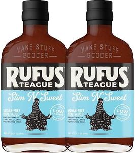 Rufus Teague Sugar-Free BBQ Sauce Slim N' Sweet, 2 Pack, Keto Sauce with Stevia, Natural Ingredients, Low Calorie, Award-Winning, Gluten-Free, Kosher, Non-GMO, 12.25 oz