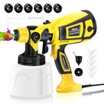 Paint Sprayer, 750W Spray Gun with 1400ML Container, 6 Brass Nozzles and 3 Patterns, Spray Smooth, Easy to Clean, Idea for Furniture, Cabinets, Fence, Walls, Door, Garden Chairs ect