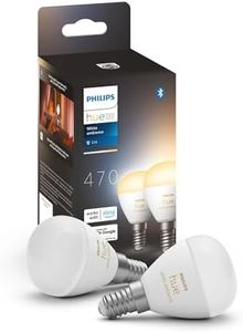 Philips Hue White Ambiance Luster Smart LED Light Bulb 2 Pack [E14 Edison Screw] for Indoor Home Lighting, Livingroom, Bedroom.