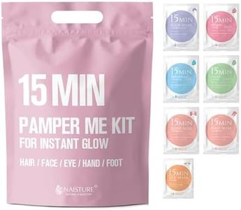 Spa Kit for Women-Korean Skincare Set Includes home spa essentials like a hair mask, hand and foot masks, eye mask, facial masks. Pamper yourself with 15 MIN PAMPER ME KIT by [NAISTURE]