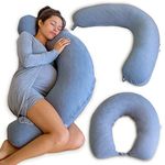 PharMeDoc Body Pillow - Multifunctional Pregnancy Pillow for Sleeping, Oreiller de Corps, Maternity & Nursing Pillow - for Pregnancy, Support for Back, HIPS, Belly (Removable Cooling Cover)