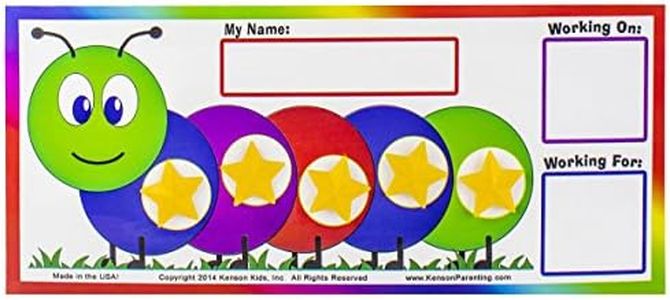 Kenson Kids “I Can Do It!” Caterpillar Token Board Dry Erase Star Chart for Kids Incentive – Ages 3-10 Colorful Magnetic Reward Chart with Positive-Reinforcement Stars and Customizable Goal Box.