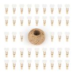 G2PLUS 100PCS Mini Wooden Heart Pegs - 3.5cm Wooden Photo Display Clips - Tiny Wooden Clothes Pegs with 30 M Jute String for Arts and Crafts, Weddings & Events