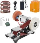 KTZCTPCA Electric Belt Grinder, Knife Sharpener, 7 Adjustable Speed Polishing-Grinding Sharpener, Sharpener Sander Tool, Power Mini Bench Grinder Sanding Machine for DIY Woodworking Metal Knife Making