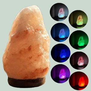 Liuliuyoyo Himalayan Salt Lamp 7 Colors Changing, USB Salt Rock Lamps,Natural Shaped, Natural Salt Rock Night Light Color changingl for Home Decor and Gift- All Natural with Wooden Base