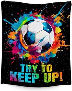 COOPASIA Soccer Gifts for Boys, Soccer Blanket Gift for Sport Lovers, Flannel Throw Blankets for Kids Girls Teens, Sports Decorations for Room Team Player (Colorful, 60x80 Inch)