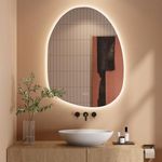 Dripex LED Bathroom Mirror with Lights, 900 * 680 MM Asymmetrical Light up Backlit Mirror Bathroom Anti Fog Mirror Dimmable Switch with 3 Colors,Horizontal/Vertical