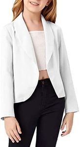 Bigeoosh Girls Blazer Jacket Solid Color Lapel Suit Open Front Long Sleeve Blazers for Kids Girls Size 5-14 Years