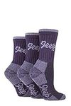 JEEP TERRAIN Ladies' Cotton Walking Hiking Socks 3 Pairs (4-7 UK, Lilac/Purple)