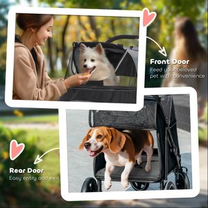 PawHut Foldable Dog Stroller – Black Pet Carrier on Wheels
