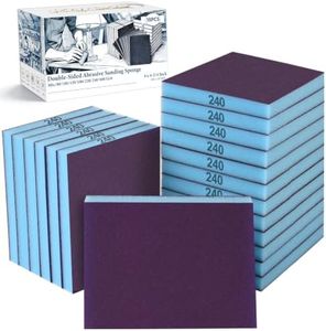 KQCXIK 18 Pack Double-Sided Sanding Sponge, Wet Dry Sanding Blocks 240 Grit Washable Sandpaper Sponge Assortment Pack for Curved Wood Furniture Paint Drywall Metal