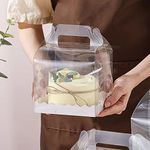 DZOZO 10Pcs Transparent Cake Box Clear Cake Gift Box 5 Inch Cake Box Square Plastic Baking Box Cupcake Containers Display Box Carrier Cake Holder for Candy Chocolate Dessert