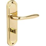 Designer Levers - Mocho Round Plate Lever Door Handle - 1 Pair - Polished Brass - Bathroom Door Handle - with Thumbturn