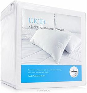 LUCID Encasement Mattress Protector - Completely Surrounds Mattress for Waterproof, Allergen Proof, Bed Bug Proof Protection -15 Year Warranty, King Pillow Protector Set (2)