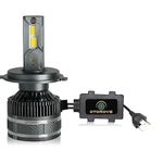 OTO2EYE 1 YEAR WARRANTY Ultra Bright H4 Fitting 120 Watt LED Headlight Bulb|High And Low Beam|Lens Projector Headlamp Bulb With Cooling Fan For All Bikes & Scooters, White