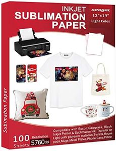 Seogol Sublimation Paper 13 x 19 Inches 100 Sheets 125gsm, for Inkjet Printer with Sublimation Ink Epson, Sawgrass, Ricoch, Heat Transfer Sublimation for Mugs T-shirts Light Fabric