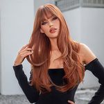 HARICUBE Wigs for Women - Long Straight Layered Wigs with bangs Wigs Natural Synthetic Heat Resistant Wigs (Auburn Brown)