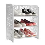 Youyijia 3 Tier Shoe Rack 51 * 23 * 40cm Small Shoe Cabinet Wood Plastic Composite Hollow Out Shoe Storage Rack Home Storage Shoe Stand Shelf in Home Corridor Hallway and Corne(White)