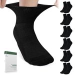 Bulinlulu Diabetic Socks Women&Men-6 Pairs Bamboo Non Binding Diabetic Ankle Socks,Extra Wide Socks Stretchy Loose Top Socks with Seamless Toe (Large,Black Colors-6 Pairs)